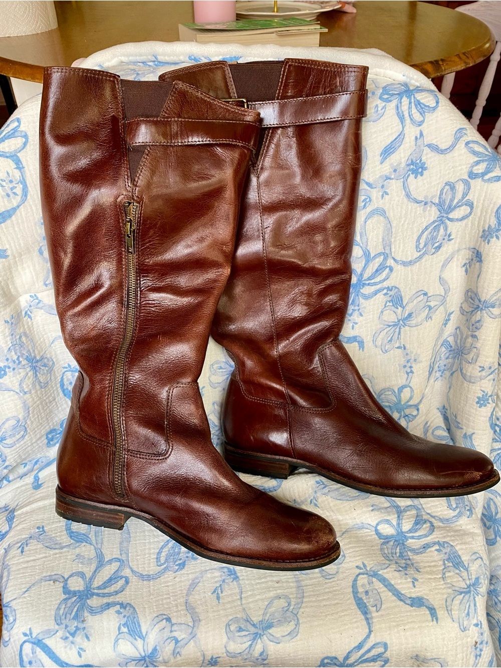 LL Bean Womens Leather Zip-Back Riding Boots